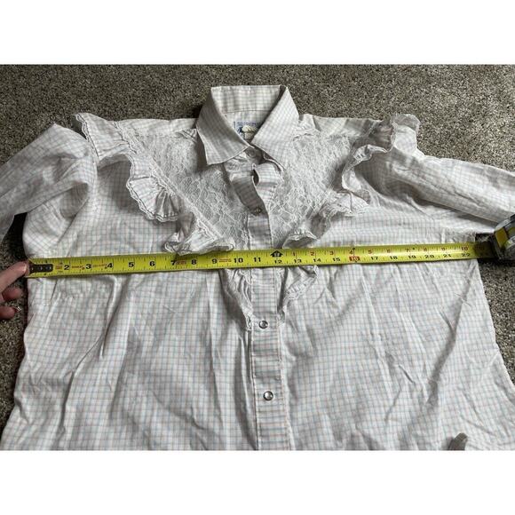 Vintage Rockmount Ranch Wear Womens Lace Pearl Snap Western Shirt Pastel Medium - Picture 6 of 6